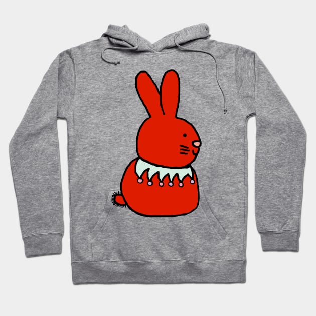 Red Bunny Rabbit Hoodie by ellenhenryart